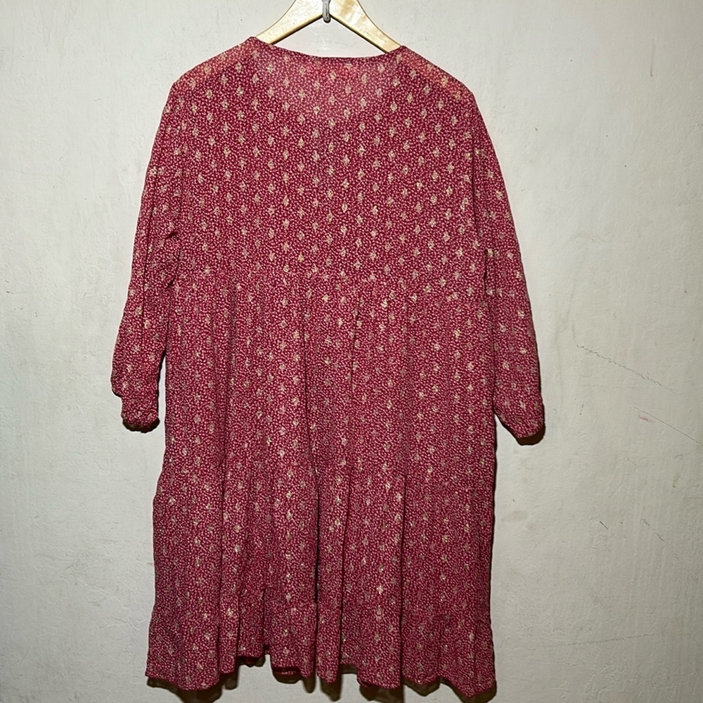 Scandal Italy X Sundance Ordell Pink/Gold Boho Tiered Dress Size Large - Picture 4 of 8
